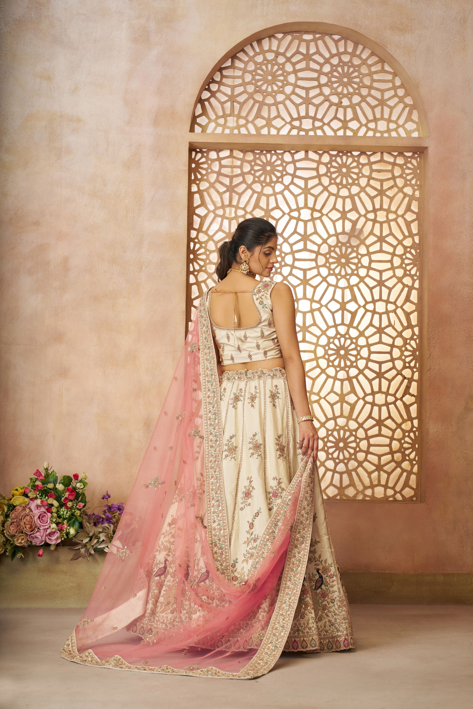 Kf 35 White Zari Silk Embroidery Work Lehenga Choli & Dupatta Wholesale Market In Surat With Price